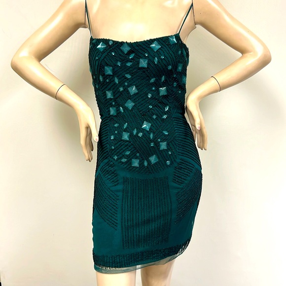 Adrianna papell beaded lace up back sleeveless party dress - Picture 1 of 9